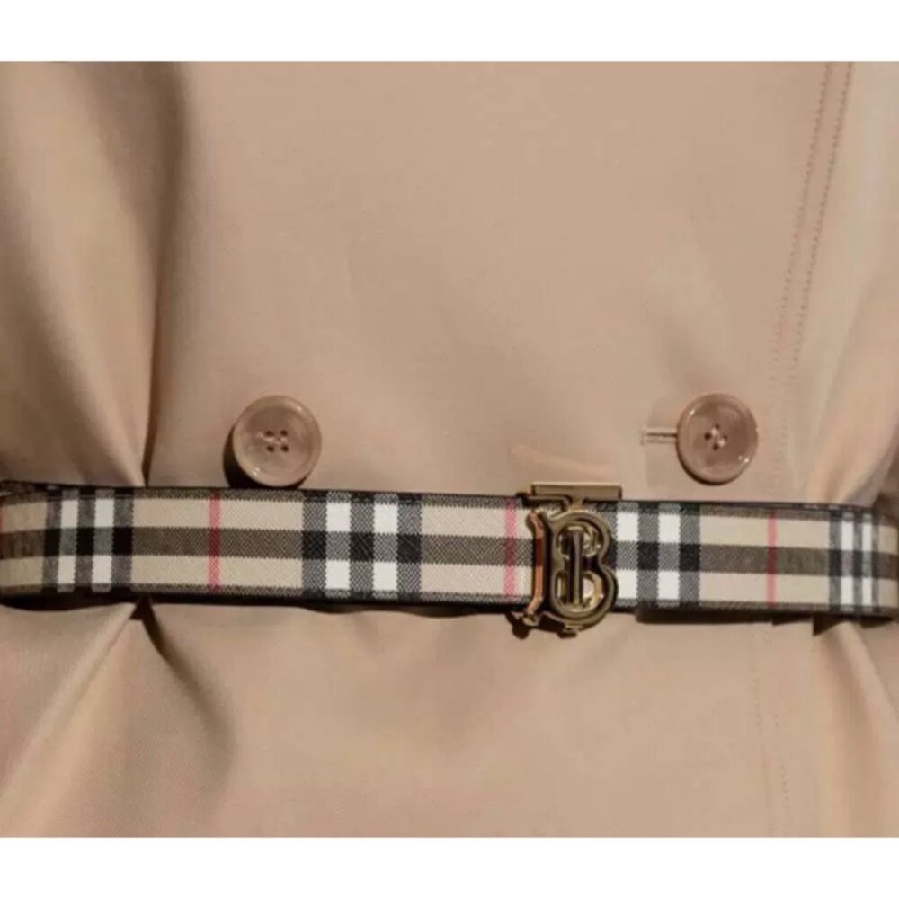 Burberry Unisex TB Check Belt Archive Beige S - Picture 12 of 12